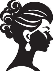 Garden Grace Black Floral Face Design Blossom Belle Floral Woman Vector Graphic