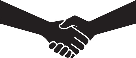 Fototapeta premium Inked Partnership Handshake Graphic in Black Vector Solidarity Seal Vector Handshake Icon in Noir