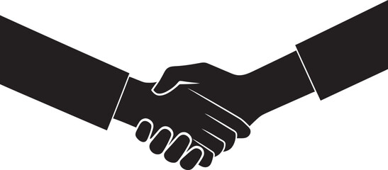 Mutual Accord Vector Handshake Icon in Noir Monochrome Unity Black Handshake Graphic Design