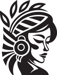 Island Pride Vector Tribal Woman Iconic Design Tribal Essence Black Tribal Woman Graphic Element