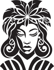 Tropic Harmony Vector Hawaiian Tribal Woman Symbol Pacific Tranquility Black Tribal Woman Icon Design