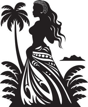 Pacific Elegance Black Hawaii Tribal Woman Symbol Island Pride Vector Tribal Woman Iconic Design