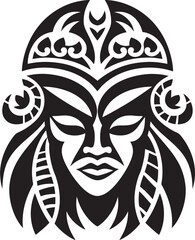 Island Charm Vector Tribal Woman Icon in Black Polynesian Pride Hawaiian Woman Symbol Design