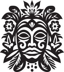 Oceanic Queen Vector Tribal Woman Icon Black Pearl Beauty Hawaiian Woman Symbol Design