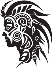 Tropical Tranquility Hawaiian Woman Graphic Element Island Pride Vector Tribal Woman Icon in Black