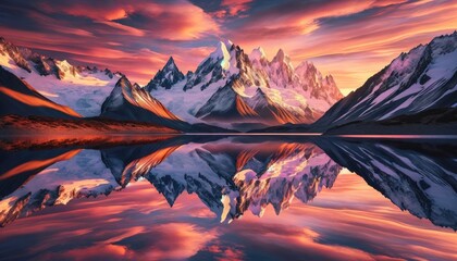 Mountain and lake in vibrant color