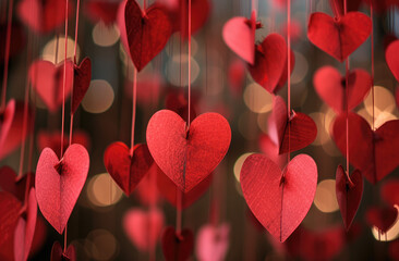 Paper hearts on string, ideal for Valentine's Day and love-themed designs.