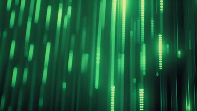Abstract green tech background with data rays.