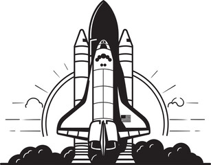 Stellar Soarer Black Vector of Rocket Ship Lunar Launcher Vector Rocket Design in Black