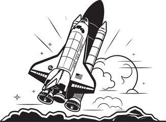 Nebula Navigator Concept Vector Design of Spacecraft Icon Celestial Conqueror Sketch Black Vector of Rocket Ship