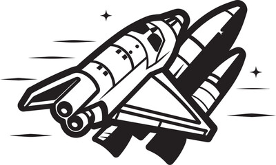 Cosmos Cruiser Vector Rocket Sketch in Noir Lunar Launcher Black Vector of Rocket Ship