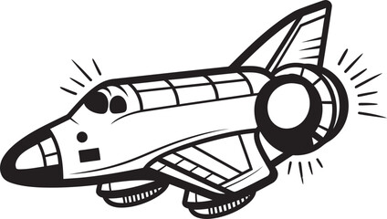 Solar Sentinel Black Icon of Spacecraft Astral Adventurer Vector Rocket Sketch in Black