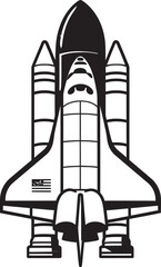 Cosmic Cruiser Black Icon of Space Rocket Lunar Launcher Vector Rocket Sketch in Black