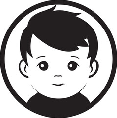 Obraz na płótnie Canvas Sweet Sprite Vector Design of Toddler Face in Black Little Lamb Black Icon of Toddler Face
