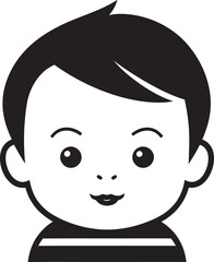 Obraz na płótnie Canvas Cherished Cherub Black Icon of Toddler Face Tiny Tot Vector Toddler Face in Black
