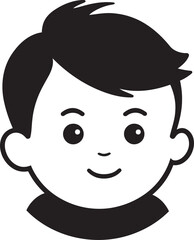 Tiny Tot Vector Design of Toddler Face in Black Little Lamb Black Icon of Toddler Face