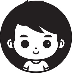 Precious Pixie Black Icon of Toddler Face Angelic Aura Vector Toddler Face in Black