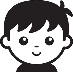 Sweet Sprite Vector Design of Toddler Face in Black Precious Pixie Black Icon of Toddler Face