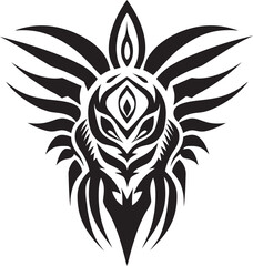 Tribal Intrigue Vector Tattoo Design in Noir Shadowed Symbols Black Icon of Tribal Tattoo