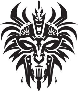 Dark Delirium Black Tribal Tattoo Icon Mystic Monochrome Vector Tattoo Design with Black Elements © BABBAN