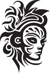 Dark Ink Elegance Vector Tribal Ink in Black Mystical Markings Black Icon of Tribal Tattoo