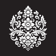 Victorian Voyage Vector Floral Design with Black Embellishments Antique Aesthetic Black Vintage Floral Icon