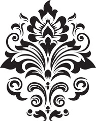 Classic Charisma Black Icon of Vintage Floral Decorative Element Nostalgic Nocturne Vector Design of Vintage Florals in Black