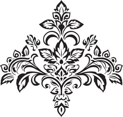Obraz premium Retro Reflections Vector Vintage Florals in Black Classic Charisma Black Icon of Vintage Floral Decorative Element