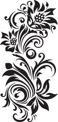 Timeless Tulips Vintage Floral Element in Black Classic Violets Vector Vintage Floral Design with Black Elements
