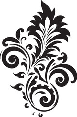 Classic Cosmos Vector Vintage Floral Design with Black Elements Victorian Vervain Black Vintage Floral Icon