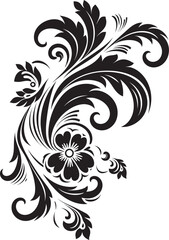 Timeless Tiger Lilies Vintage Floral Element in Black Classic Cornflowers Vector Vintage Floral Design with Black Elements