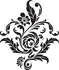 Victorian Velvets Black Vintage Floral Icon Nostalgic Nigella Vector Floral Element in Black