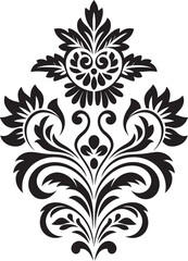 Nostalgic Nigella Vector Floral Element in Black Old world Osteospermum Black Vintage Floral Icon