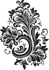 Timeless Thyme Vintage Floral Element in Black Classic Carnations Vector Vintage Floral Design with Black Elements