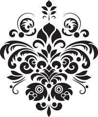 Timeless Tarragon Vintage Floral Element in Black Classic Chrysanthemums Vector Vintage Floral Design with Black Elements