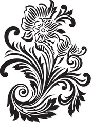 Timeless Transcendence Black Icon of Vintage Floral Decorative Element Victorian Verve Vector Floral Design with Black Embellishments
