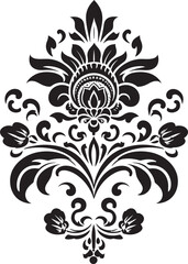Retro Reminiscence Vector Vintage Florals in Black Classic Collection Black Icon of Vintage Floral Decorative Element