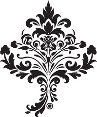 Nostalgic Nature Vector Design of Vintage Florals in Black Noir Nebula Black Vintage Floral Icon