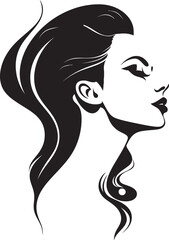 Radiant Noir Vector Design of Woman Face in Black Graceful Glamour Black Icon of Womans Face