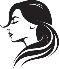 Radiant Reverie Black Icon of Womans Face Ebony Elegance Vector Woman Face in Black