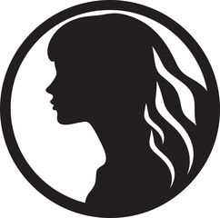 Serene Sophistication Vector Design of Woman Face in Black Ethereal Enchantment Black Icon of Womans Face