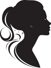 Graceful Glamour Black Icon of Womans Face Obsidian Opulence Vector Woman Face in Black