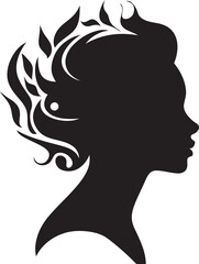 Shadowed Serenity Vector Woman Face in Black Midnight Majesty Black Woman Face Icon