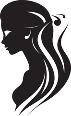 Noir Nymph Vector Design of Woman Face in Black Midnight Mystery Black Icon of Womans Face