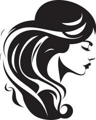Timeless Tranquility Vector Woman Face in Black Shadowed Serenity Black Icon of Womans Face