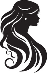 Midnight Mystery Black Icon of Womans Face Elegant Embrace Vector Woman Face in Black