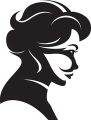 Midnight Muse Black Icon of Womans Face Ethereal Enchantment Vector Design of Woman Face in Black