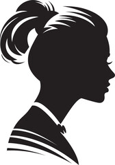 Mystical Maiden Black Icon of Womans Face Charcoal Charm Vector Design of Woman Face in Black