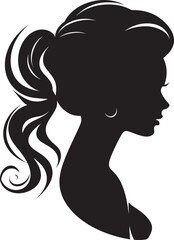 Elegant Essence Vector Woman Face in Black Obsidian Opulence Black Icon of Womans Face