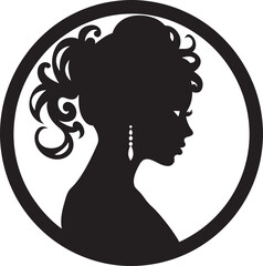 Obsidian Opulence Black Icon of Womans Face Serene Silhouette Vector Design of Woman Face in Black